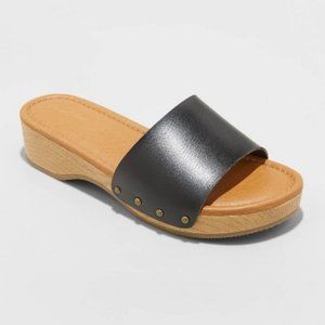 Women's Kora Faux Wood Bottom Sandals Universal Thread Black 7